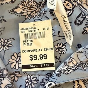 NY Collection Blue Floral Blouse